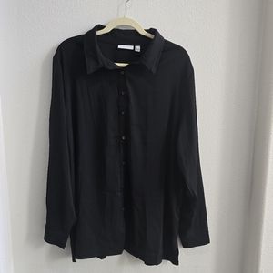Susan Graver black button down dress shirt size XL